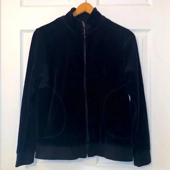 Charter Club Sweaters - Charter Club Women’s Medium Black Velour Super Soft Full Zip Sweater